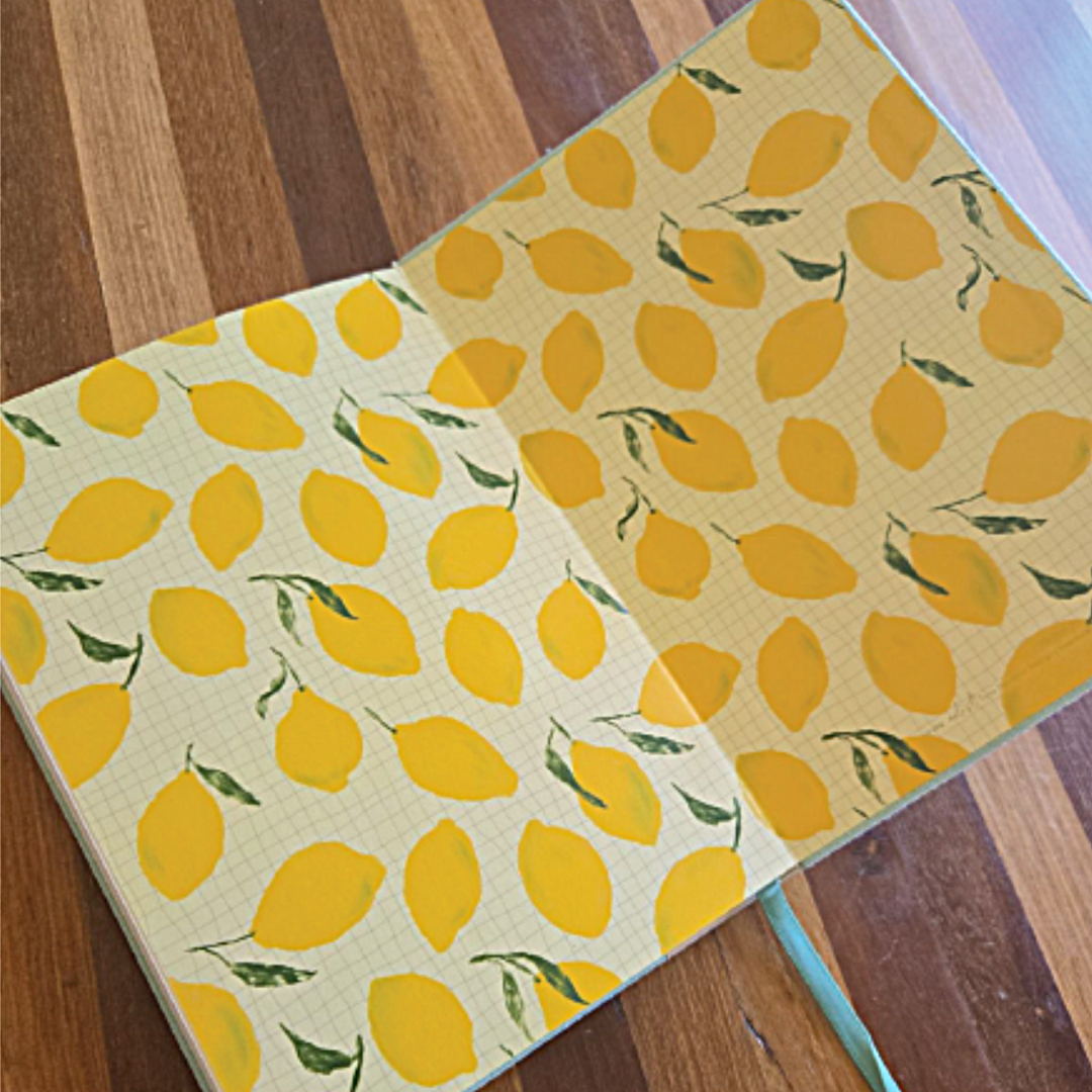 Lemon Embroidered Journal Notebook