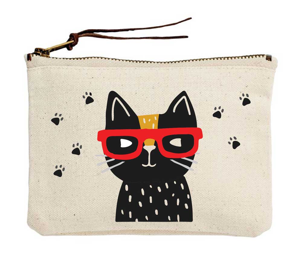 Cool Cat With Shades Canvas Pouch