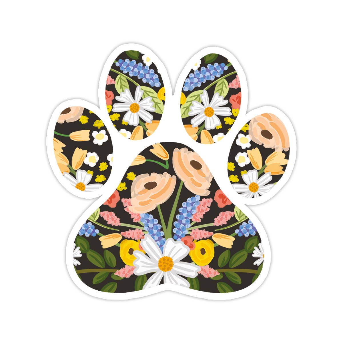 Floral Paw Vinyl Sticker: No packaging - sent loose