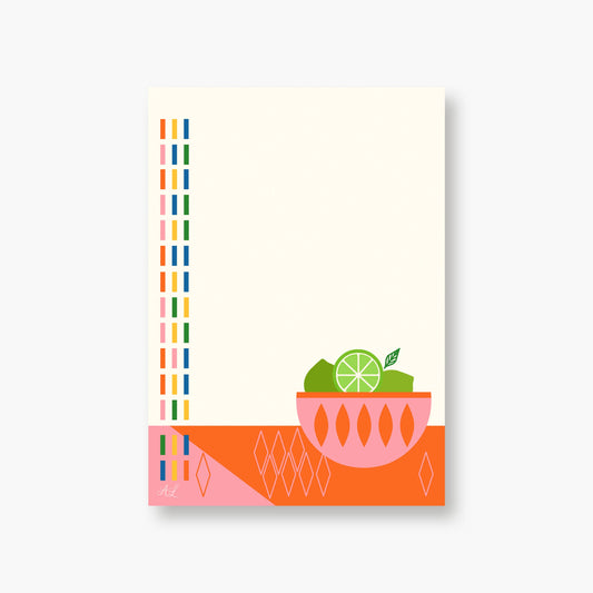 4 1/4 x 6 Notepad "Limes" in a compostable sleeve