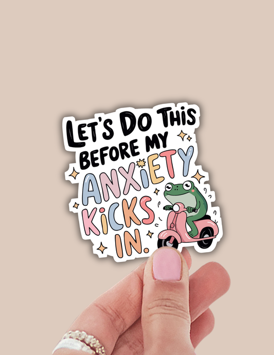 Funny frog anxiety scooter sticker, cute funny frog vinyl
