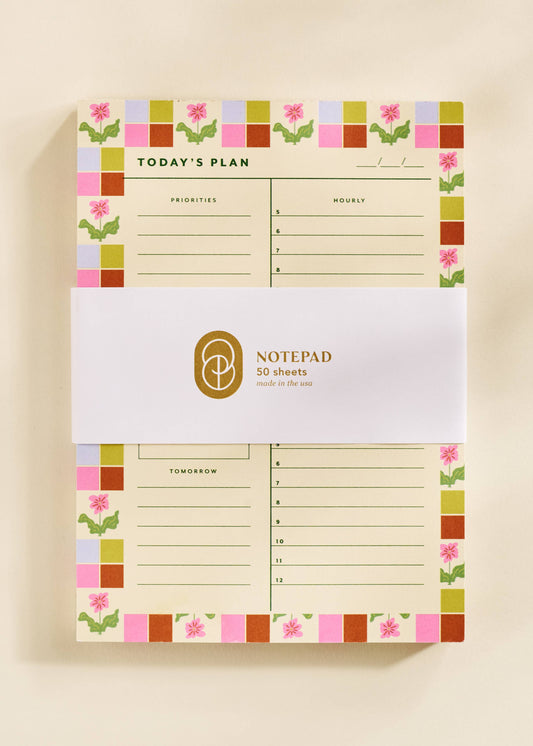 Checkered Flower Daily Planner Notepad