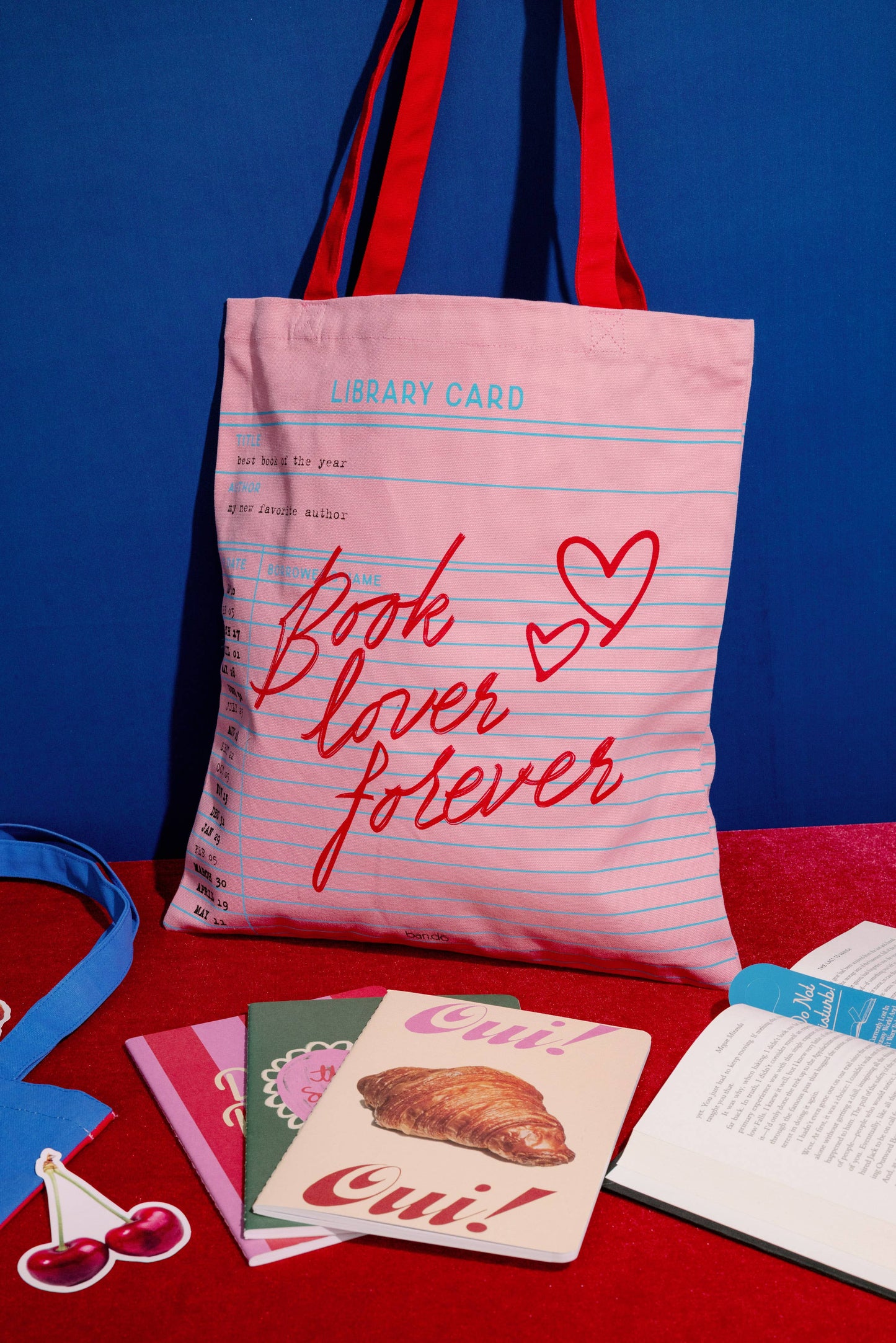 Canvas Tote, Library Card (Pink)