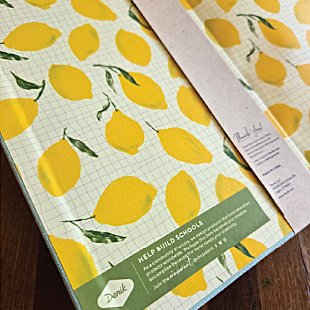 Lemon Embroidered Journal Notebook