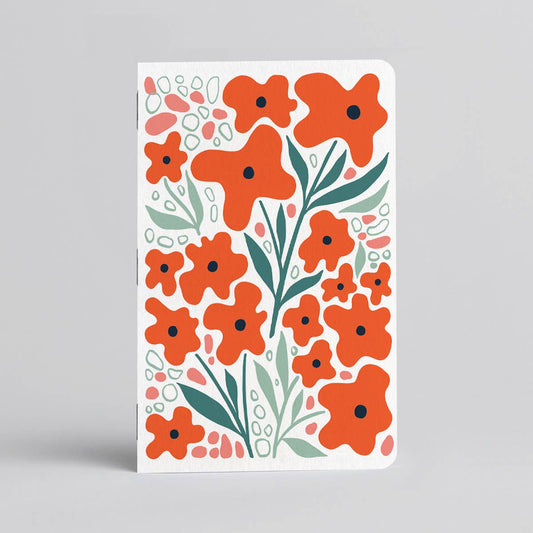 Poppy Floral Notebook: Lined / 5" x 7" single