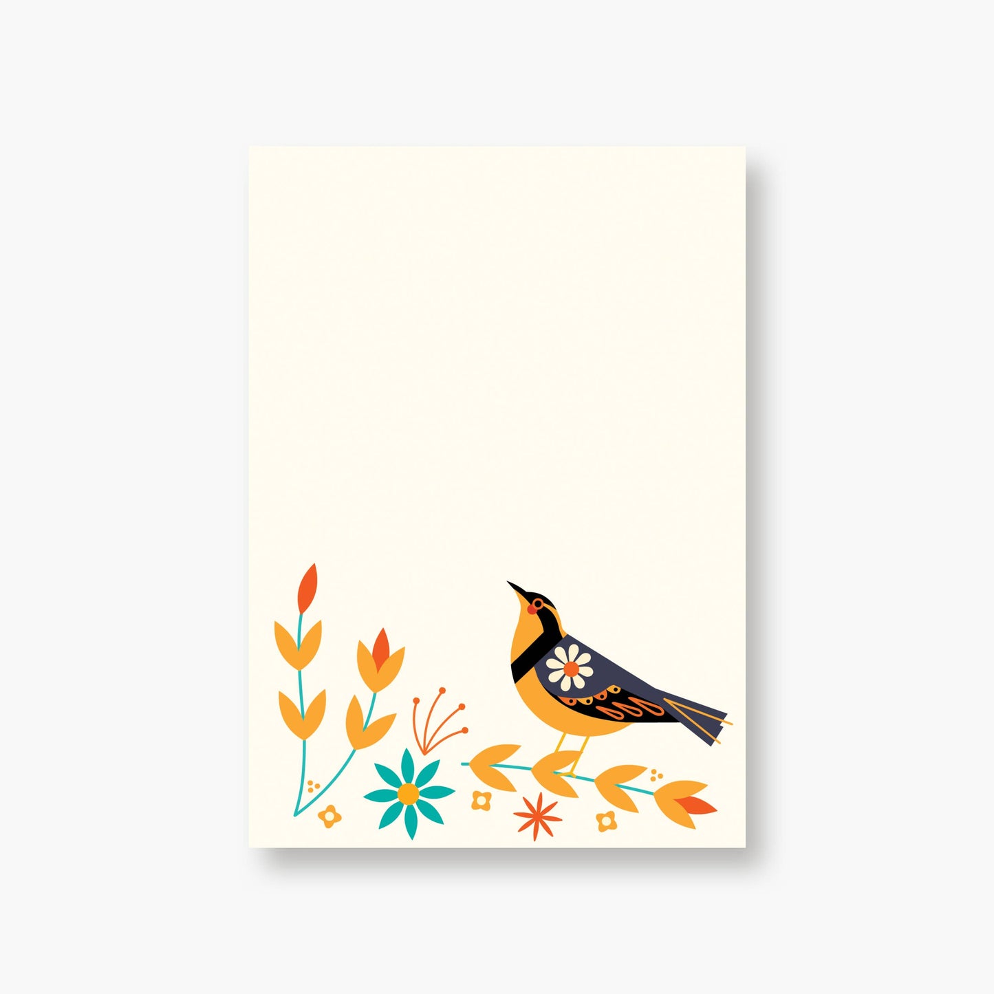 4 1/4 x 6 Notepad "Varied Thrush" in compostable sleeve