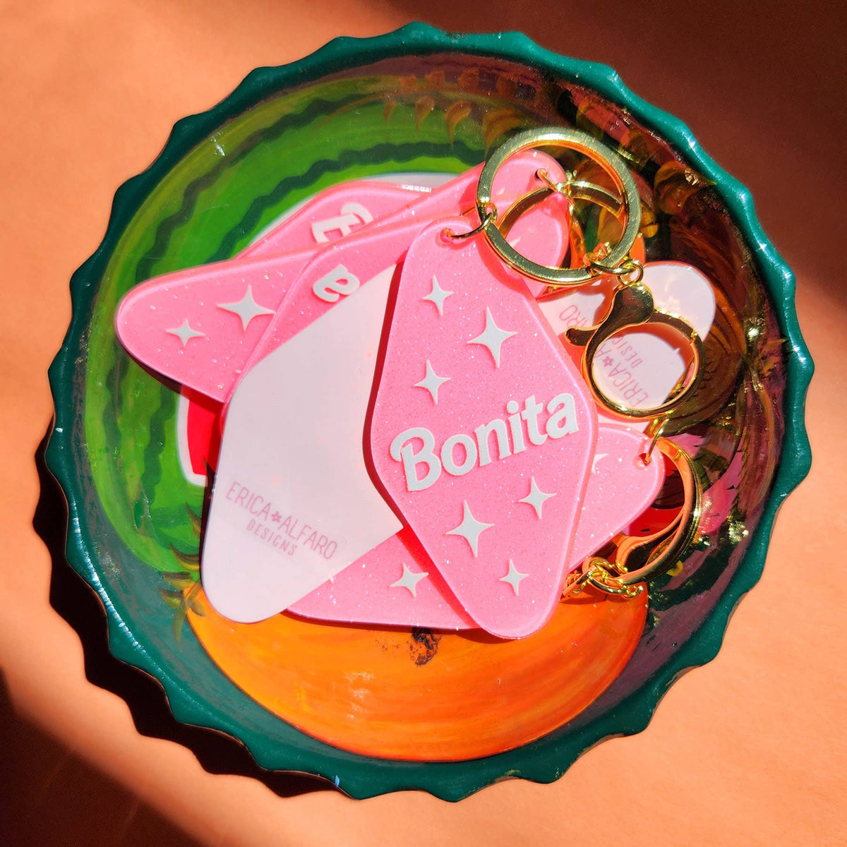 Bonita Glitter Acrylic Motel Keychain