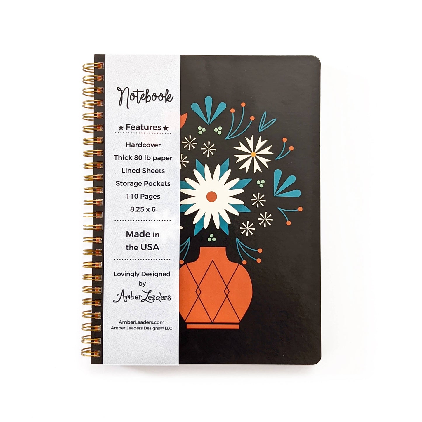 Floral Red Vase Spiral Notebook