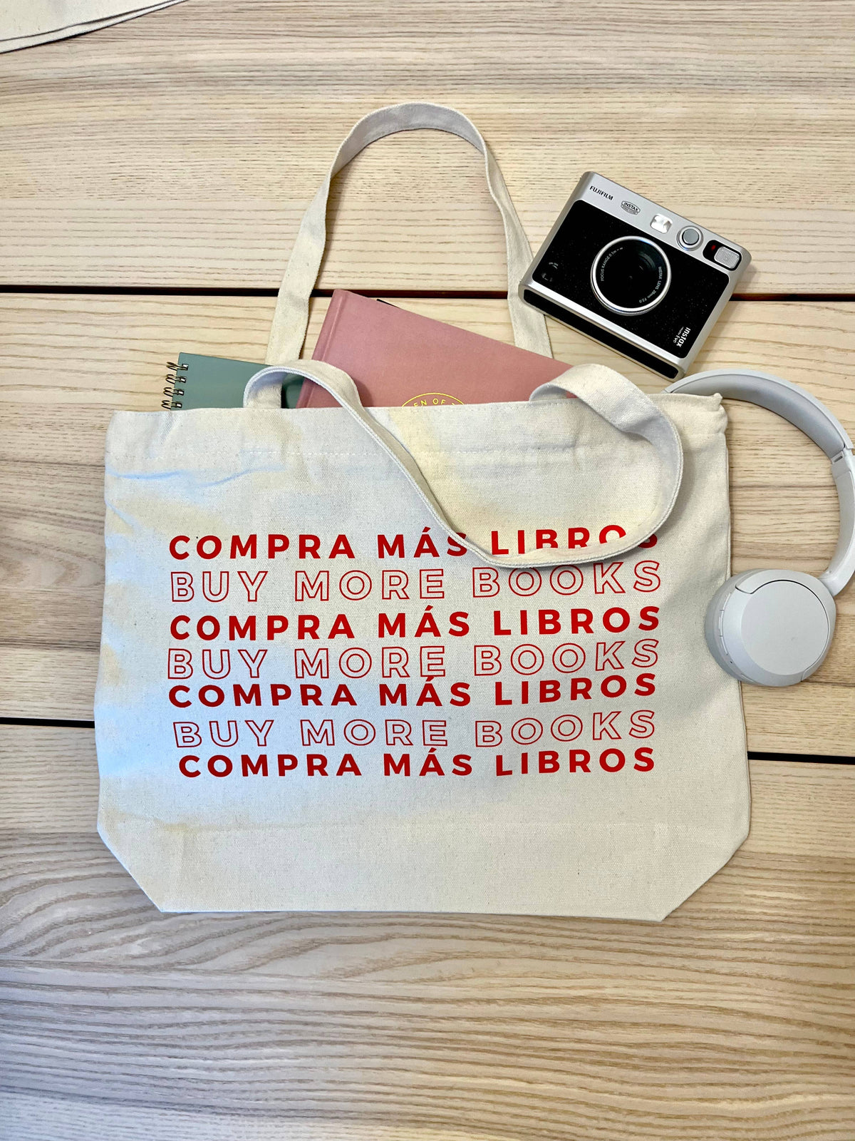 "Buy more books” zipper tote bag 