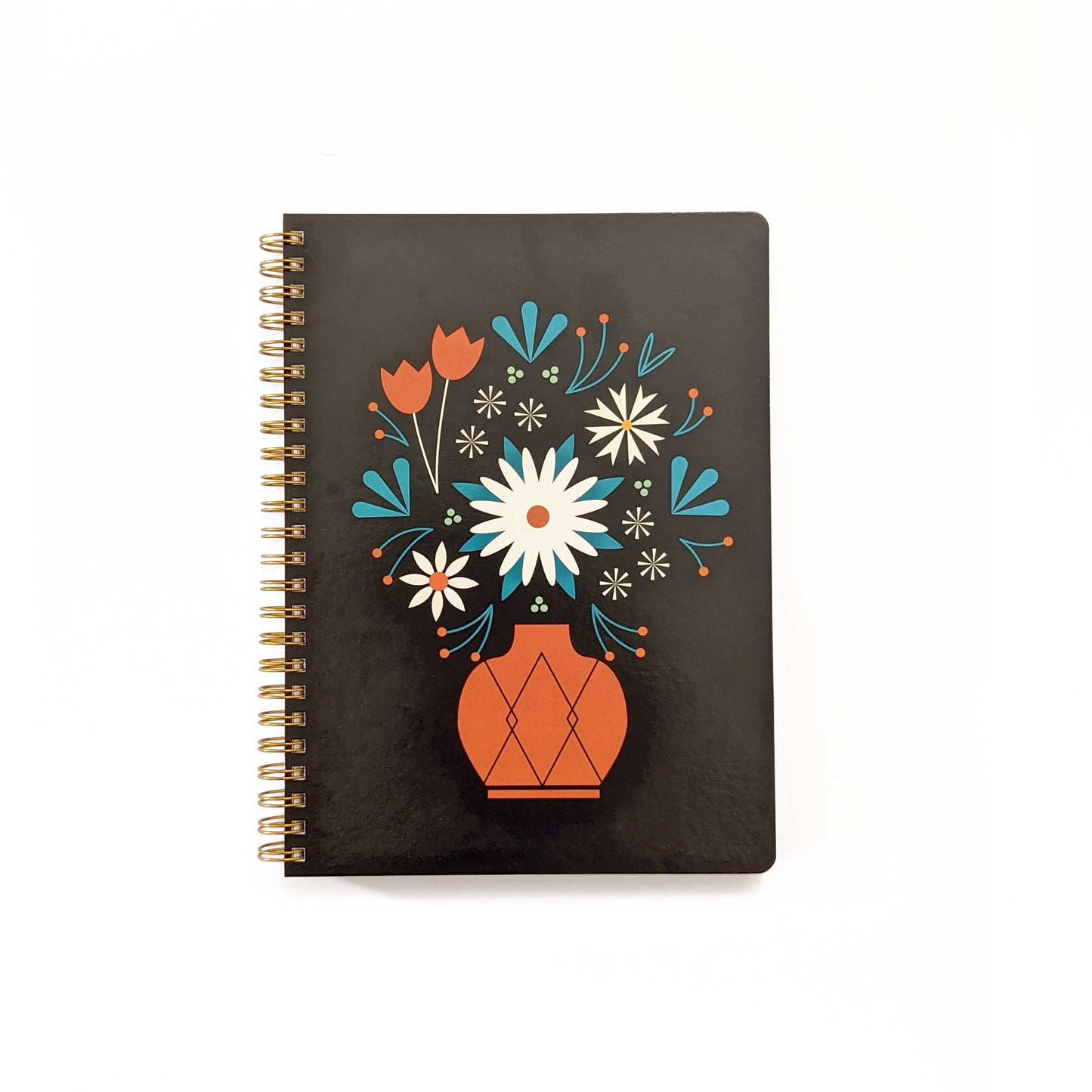 Floral Red Vase Spiral Notebook