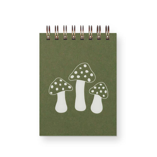 Mushroom Mini Jotter Notebook: Moss Cover | White Ink