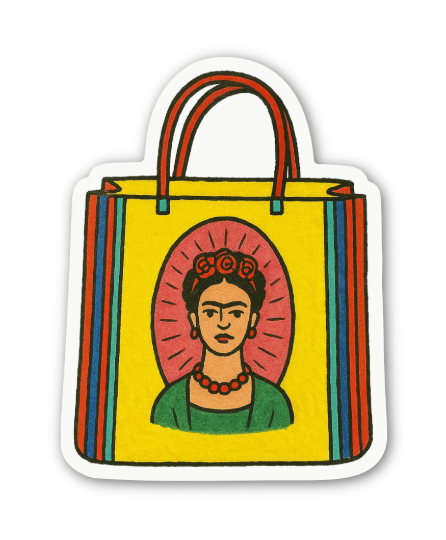 Frida Kahlo Tote Bag Sticker – Colorful Mexican Folk Art
