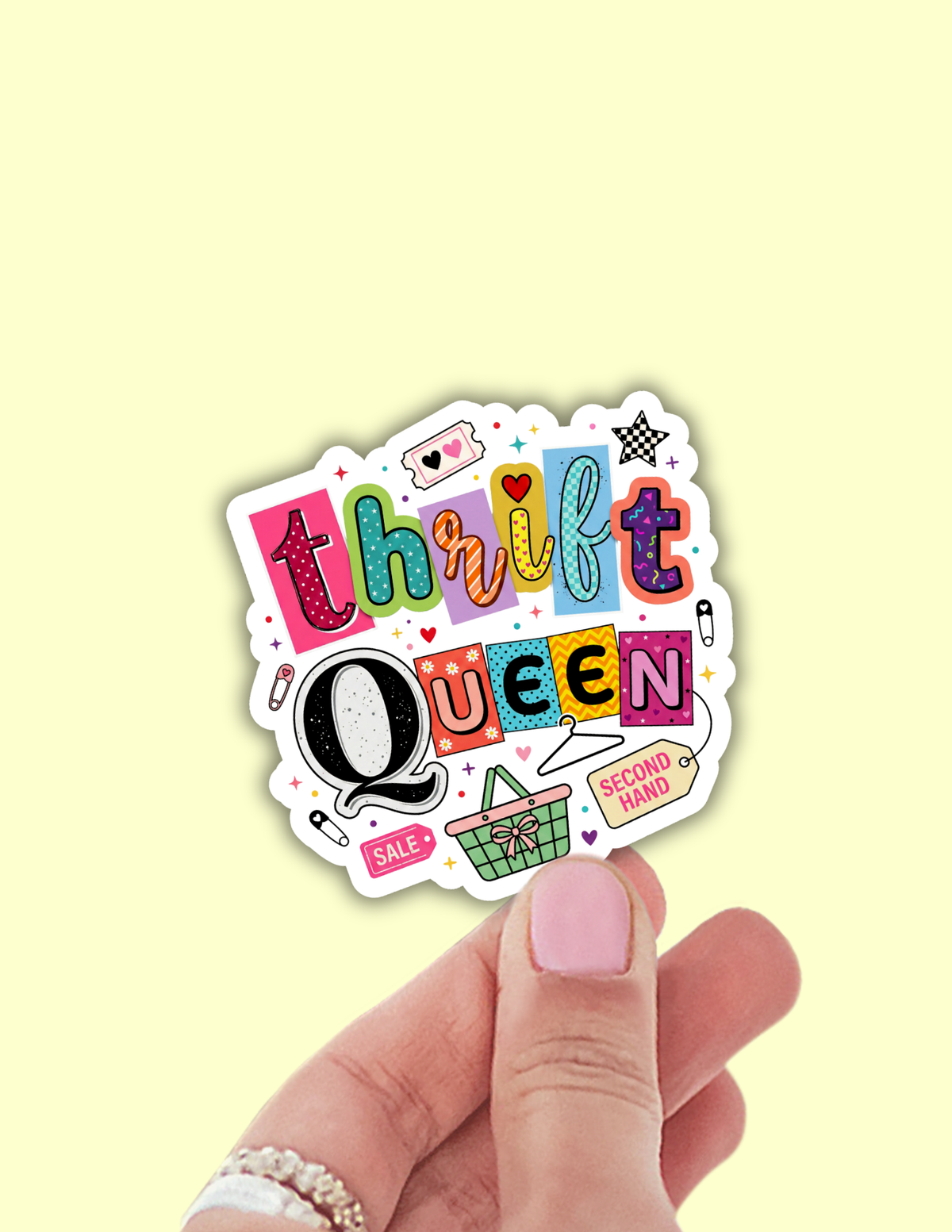 Thrift Queen Preppy Aesthetic sticker,thrifting decal,funny