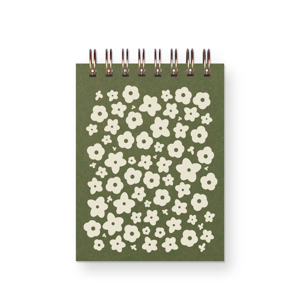Flower Pattern Mini Jotter Notebook: Moss Cover | White Ink