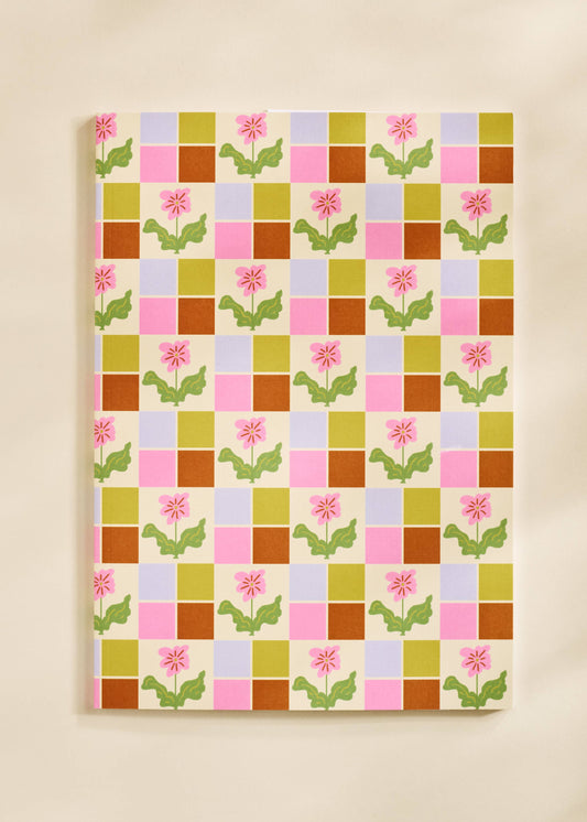 Pixel Bloom Checkered Dot Grid Notebook