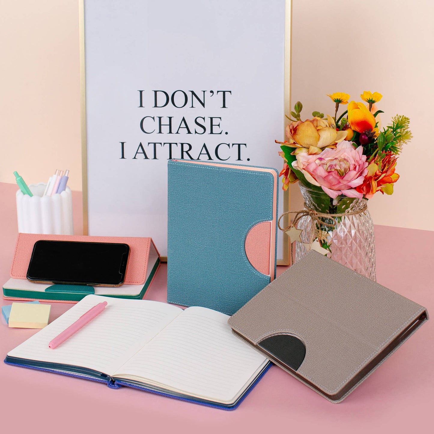 Coral Pink Dalton Cell Phone Stand Notebook