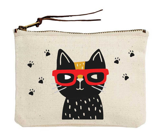 Cool Cat With Shades Canvas Pouch