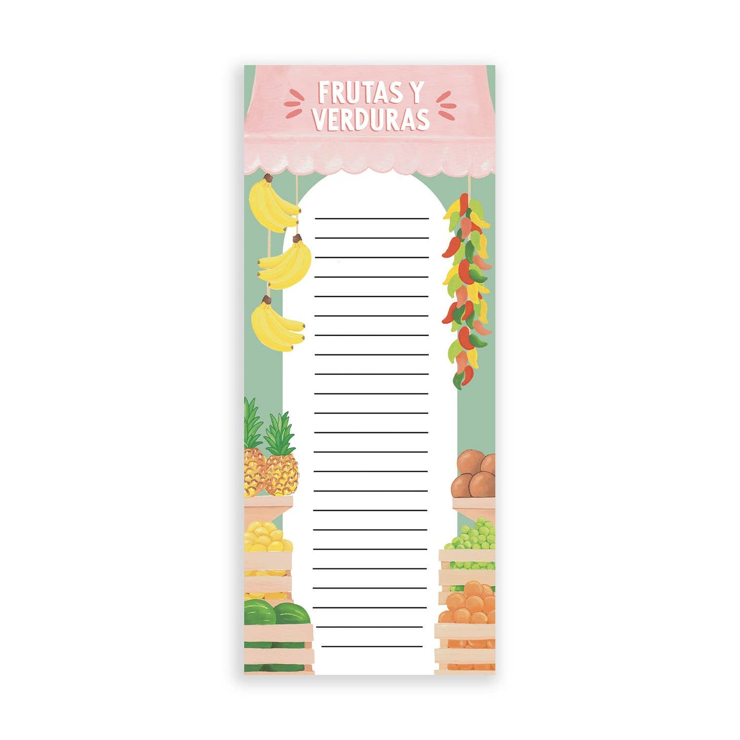 Frutas y Verduras Notepad |  Spanish Notepad | Grocery List
